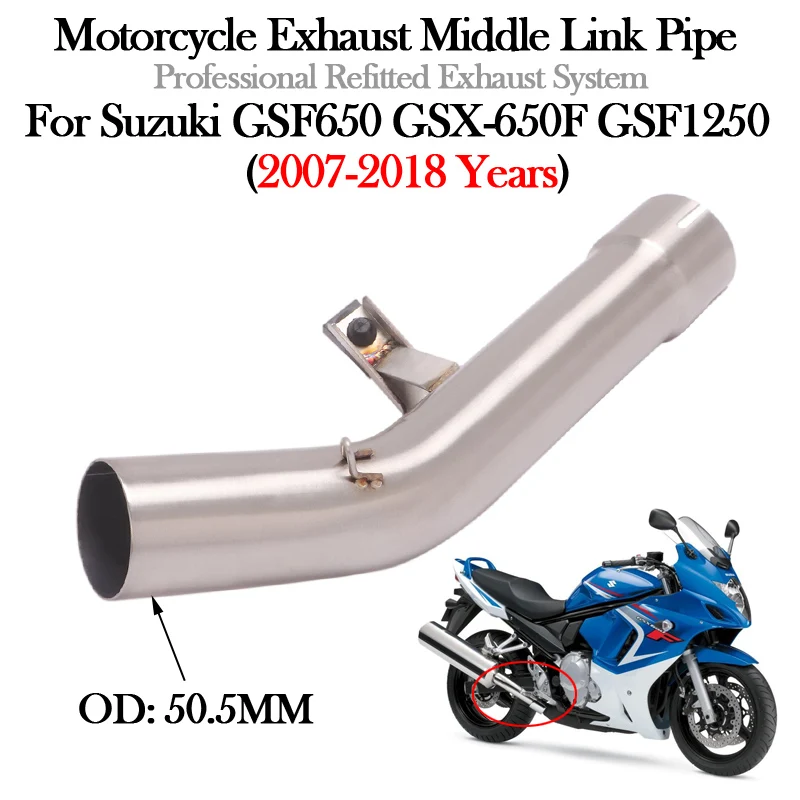 

Слипоны для SUZUKI GSX650F GSF650 GSF1250 2007 - 2018 выхлопная система мотоцикла модифицирует глушитель выхлопной трубы мотоцикла средний соединительный трубопровод