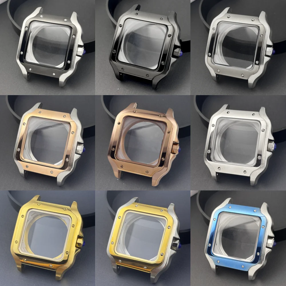 Silver Gold 316L Stainless Steel Square Watch Case for Santos Mod Accessories
