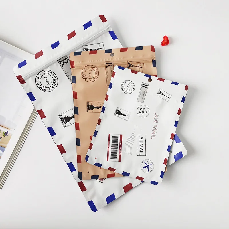 500 Teile/los Weiß Braun Aluminiumfolie Reißverschluss Verpackungsbeutel Wiederverschließbare Socken Unterwäsche Verpackung Geschenkbeutel – Detail 1