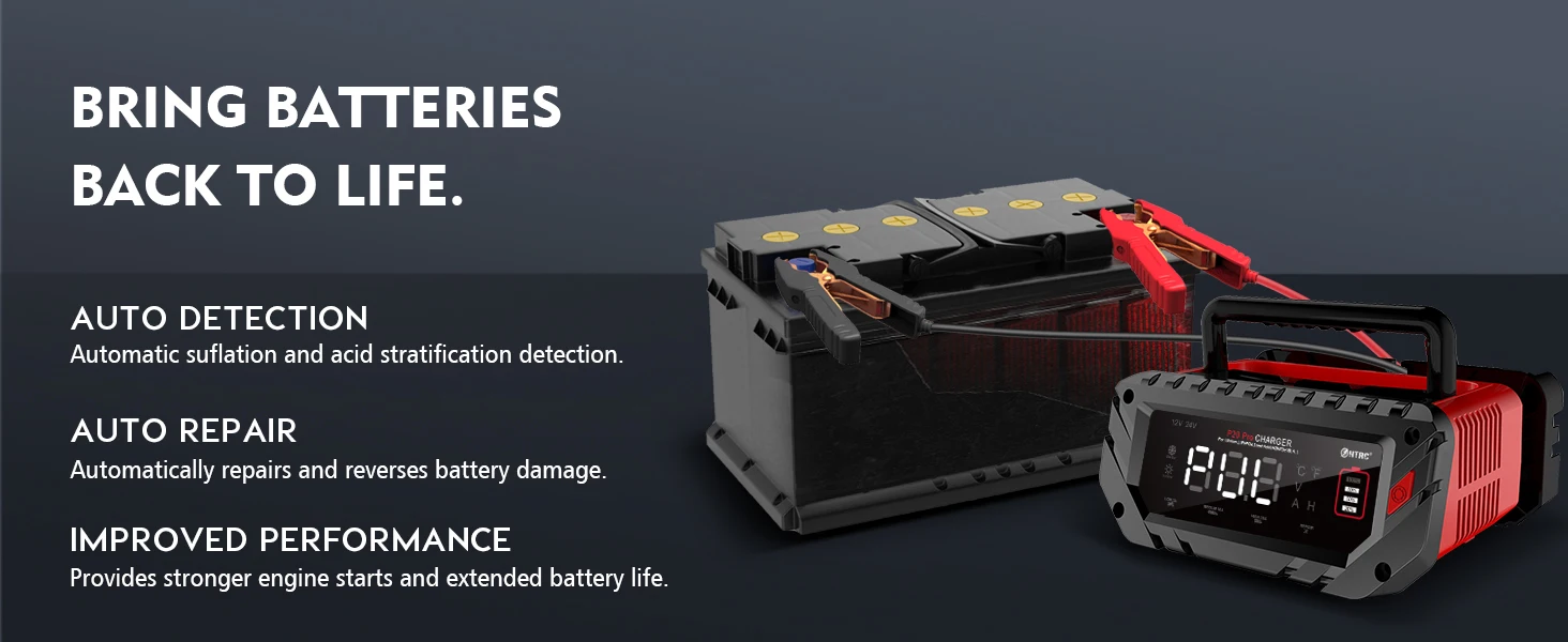 30A/26A/20A 12V 24V Automatic Battery Charger Pulse Repair Maintainer for ATV Tr