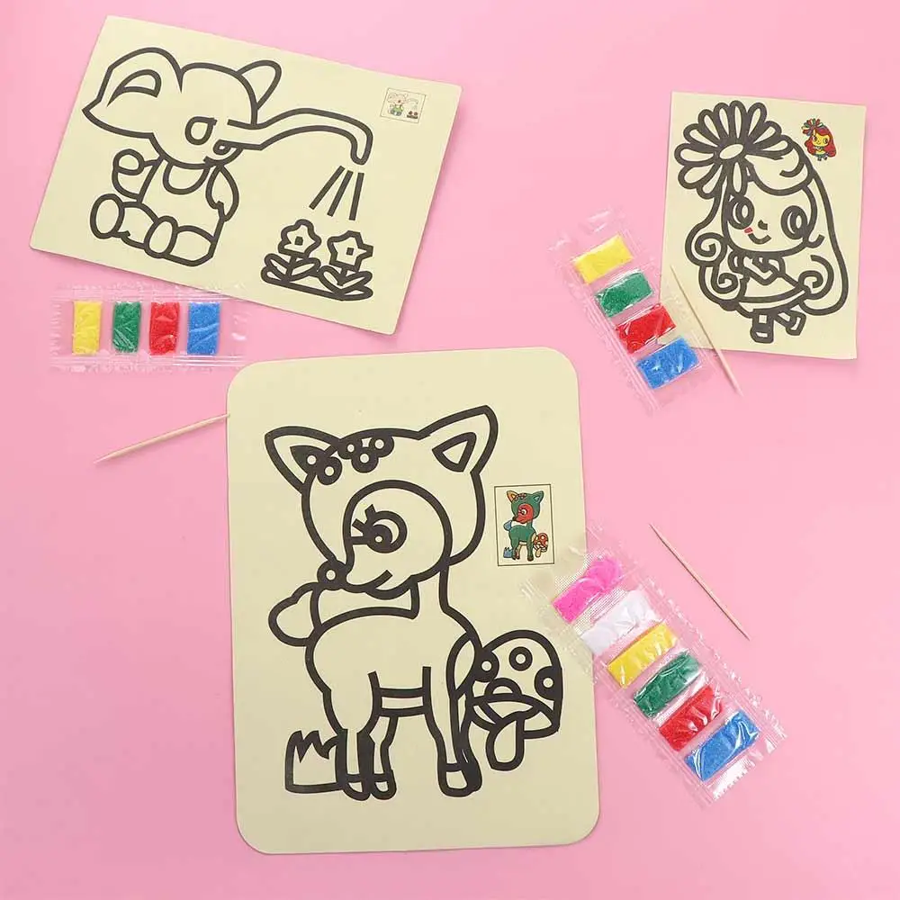 

Art Pictures Paper Magic Scratch Magic Doodle Board Diy Sand Painting Sand Painting Pictures Crafts Colour Sand