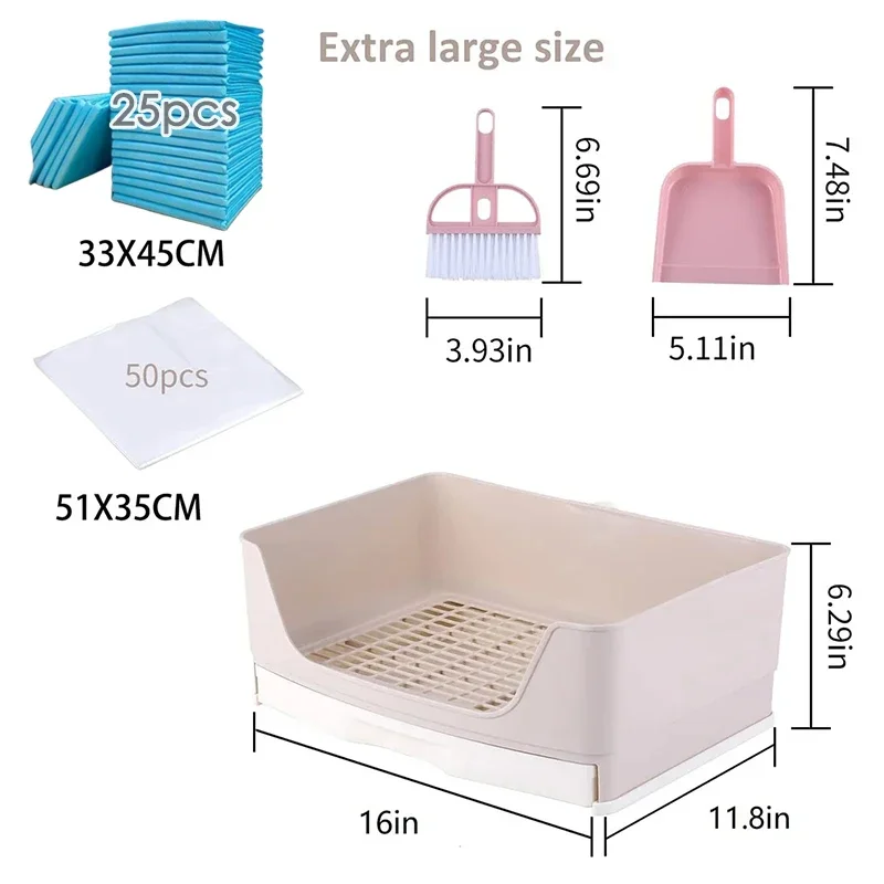 Extra Large Rabbit Litter Box Bunny Toilet with Drawer 50 Pet Toilet Film 25 Toilet Training Pad Cleaning Set Small Pet Box Pan 4