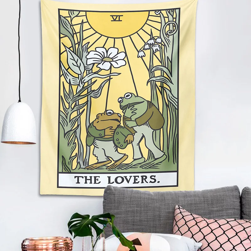 Psychedelic Frog Tarot Tapestry Wall Hanging