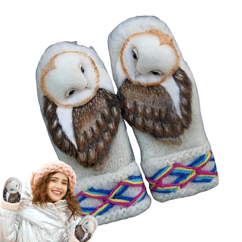 

Knitted Gloves Soft Full Fingers Owl Mittens Cold Weather Must Have Knitted Gloves For Mountaineering Camping Hiking For Women