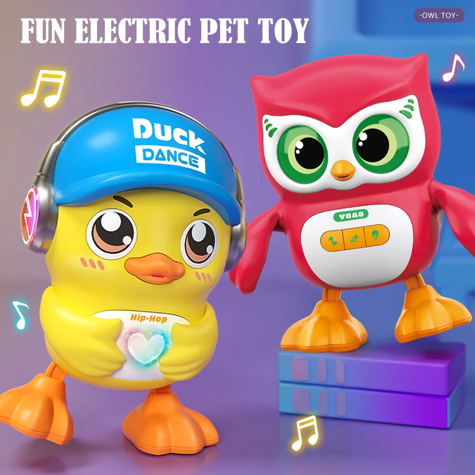Cute Electronic Owl Toy With Music Light And Dancing Robot Mode_voghion.com