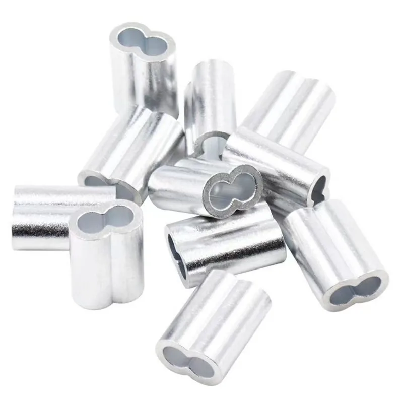 Wire Rope Ferrule M1 M1.2 M1.5 M2 M2.5 M3-M12 Aluminum Ferrules Clamps 8-Shape Double Hole Aluminum Casing Wire Rope Oval Clip