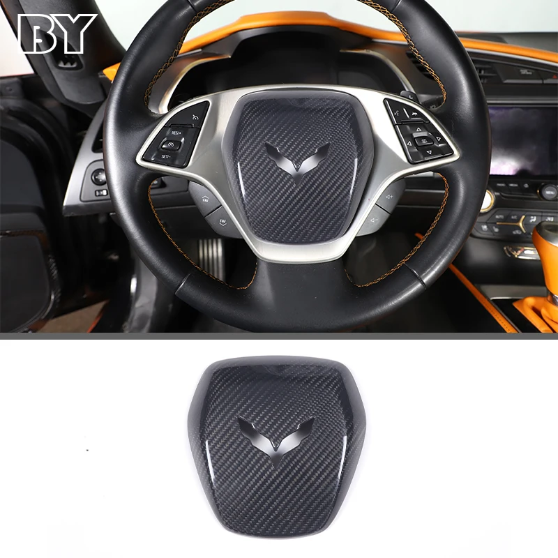 Real Carbon Fiber Car Steering Wheel Sticker Trim Cover For Chevrolet Corvette C7 2014 2015 2016 2017 2018 2019 Accessories