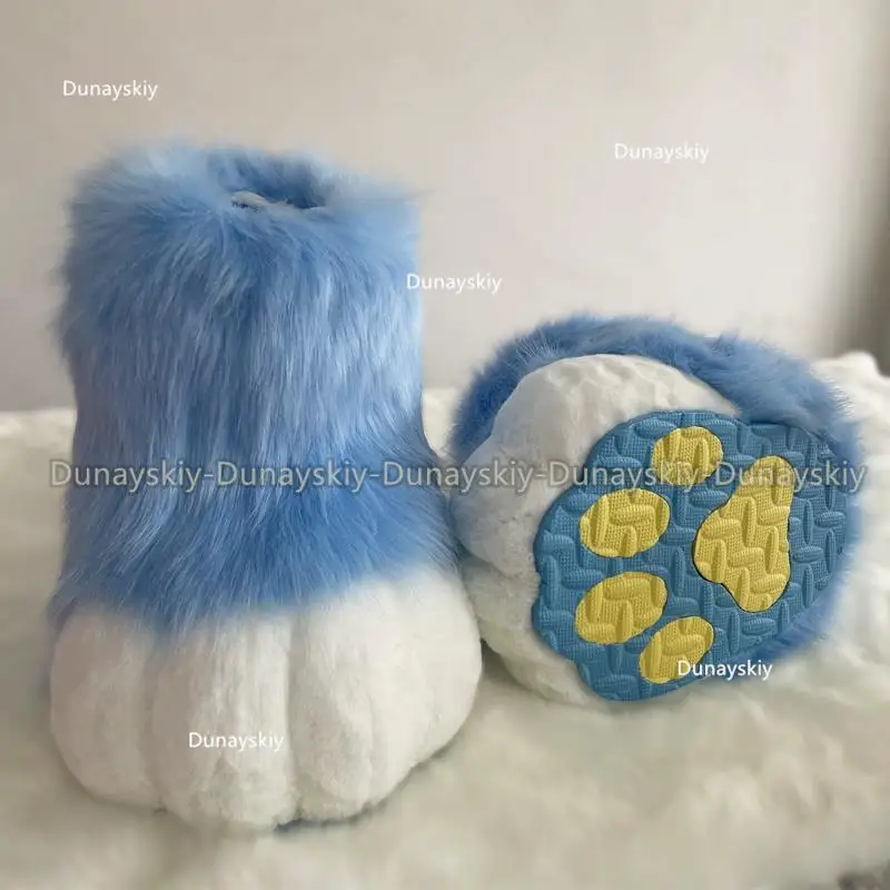 

New Kawaii Plush Cosplay Costume Furry Color Animal Paw Shoes Cat Girl Shoes Cat Paw Cute Plush Fursuit Spot Kid Christmas Gift