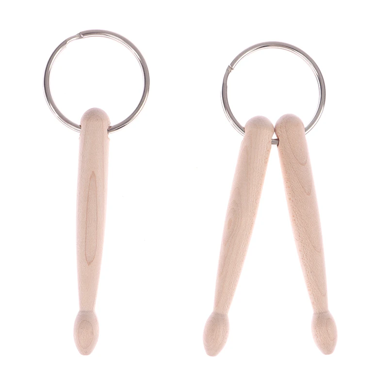 New Mini Beech Drum Sticks Keyrings Percussion Music Wood Drumsticks Keychain Key Ring Chain Man Women Boys Gift