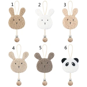 B2EB Baby Pacifier Clip Chain Plush Animal Pendant Decor Pacifier Holder Leash Hanging Strap Ornament for Newborn Infant