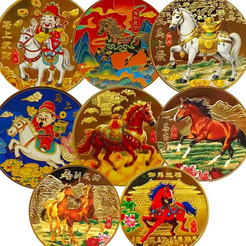2026 Year Of The Horse Lucky Souvenir Coin Collectible Decoration Metal Crafts 40mm Zodiac Horse Commemorative Medal Event Gift