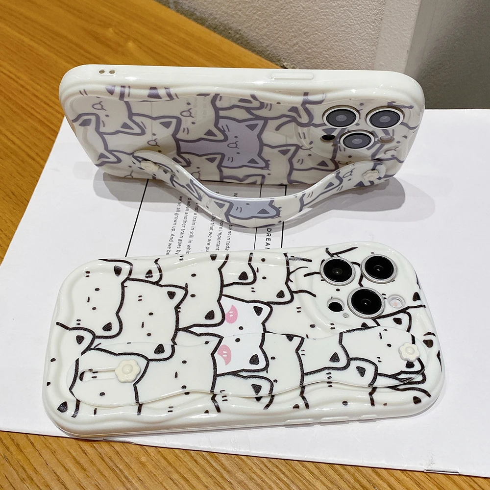 Cat Design Wrist Strap Phone Holder Case