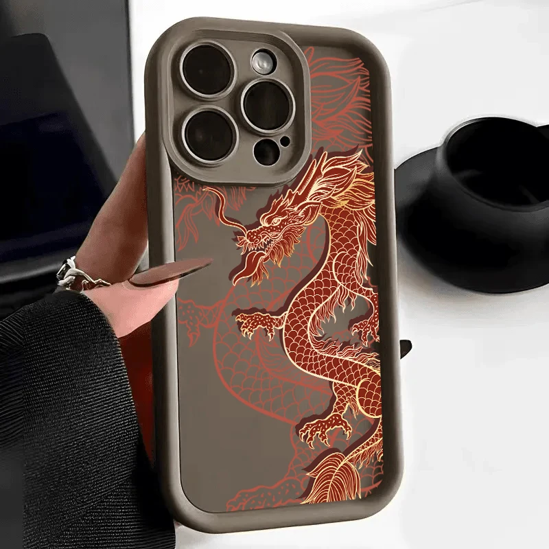 Premium Dragon Design Silicone Phone Case - Luxury Fashion Soft Cover