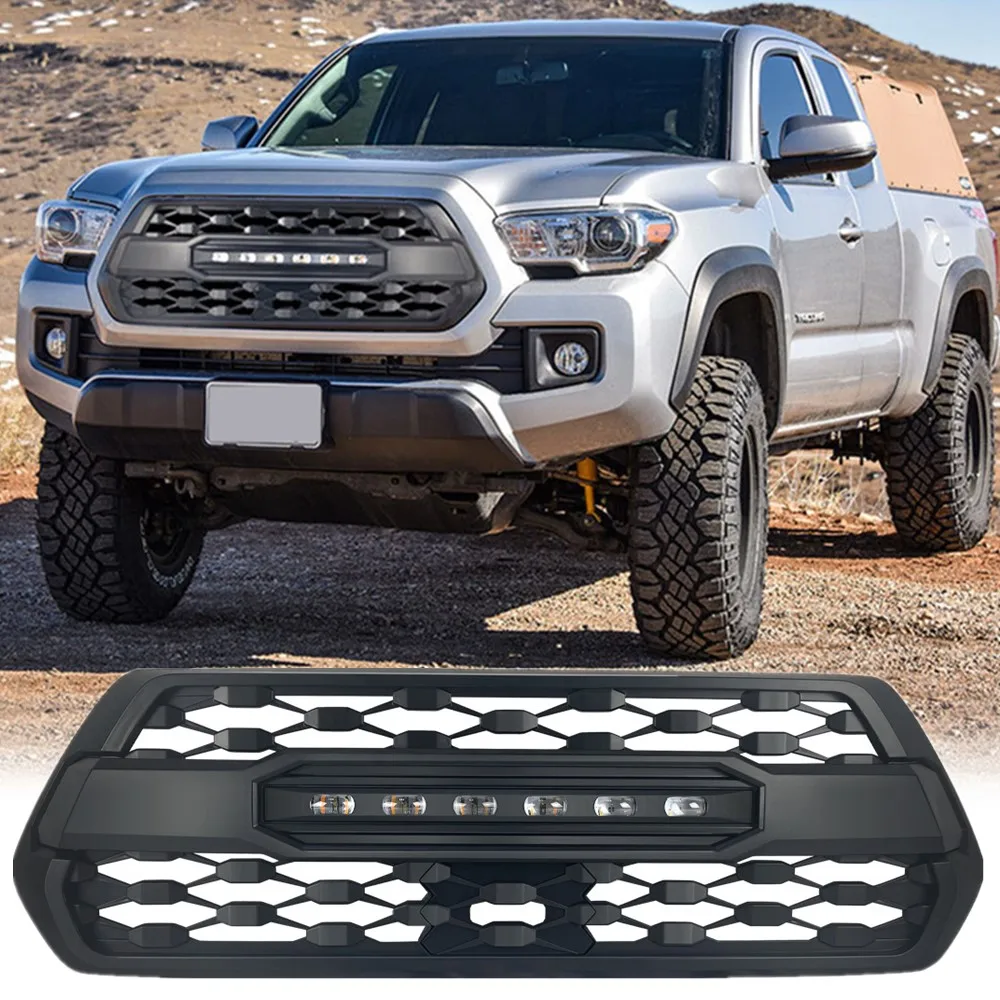 

Автомобильная передняя решетка гриля для Toyota Tacoma 2016-2021, аксессуары, решетка для внедорожника со светодиодами, Внешние детали автомобиля