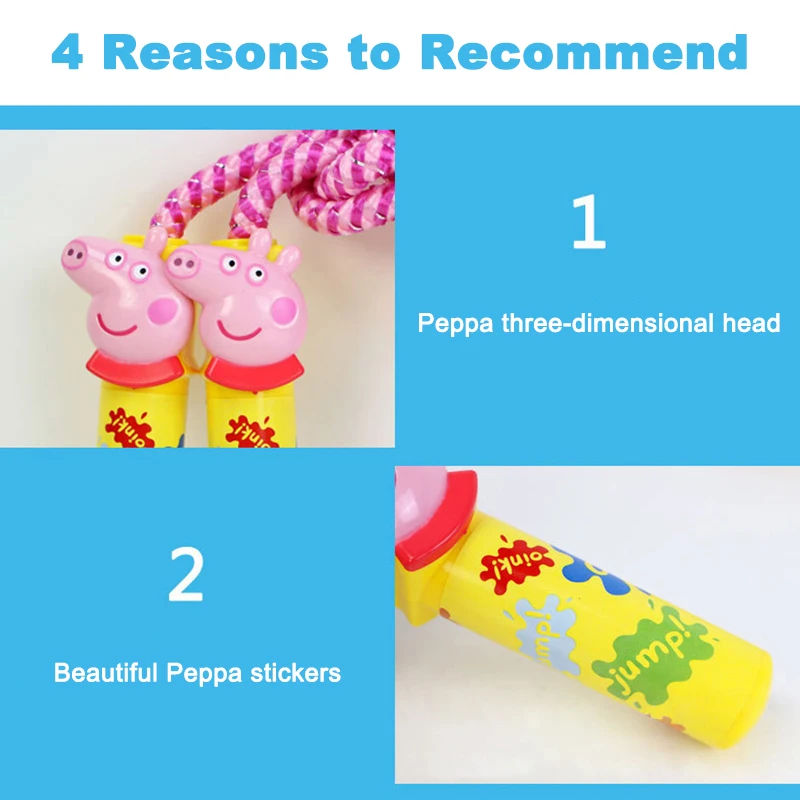 Peppa Pig Skipping Rope Portable Fitness Equipment Children Sports Fitness Anime Jump Rope Length 7 Feet Stay Fit Kids Toy Gifts