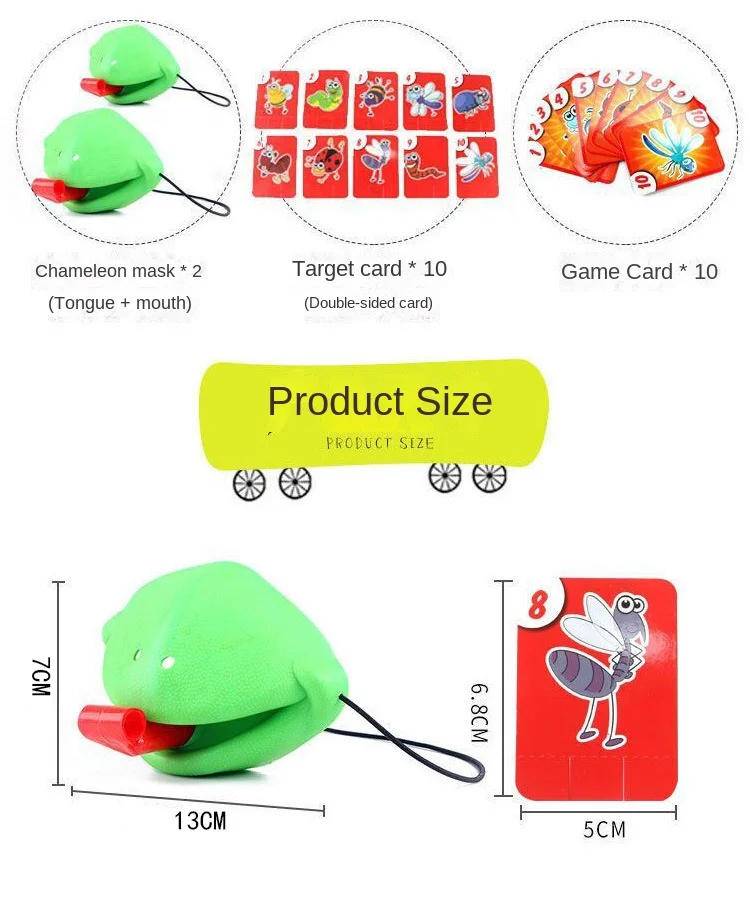 Frog Tongue-Sticking TikTok Same Funny Toy Lizards Mask Two-player Card Game Desktop Interactive Toys Parent-child Party Games childrens toys parent child interactive toy