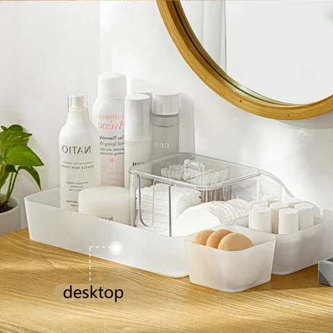 

Household Separated Matte Storage Box Drawer Small Things Organizer Desk Desktop Home Office Stationery Makeup Plastic Boxes