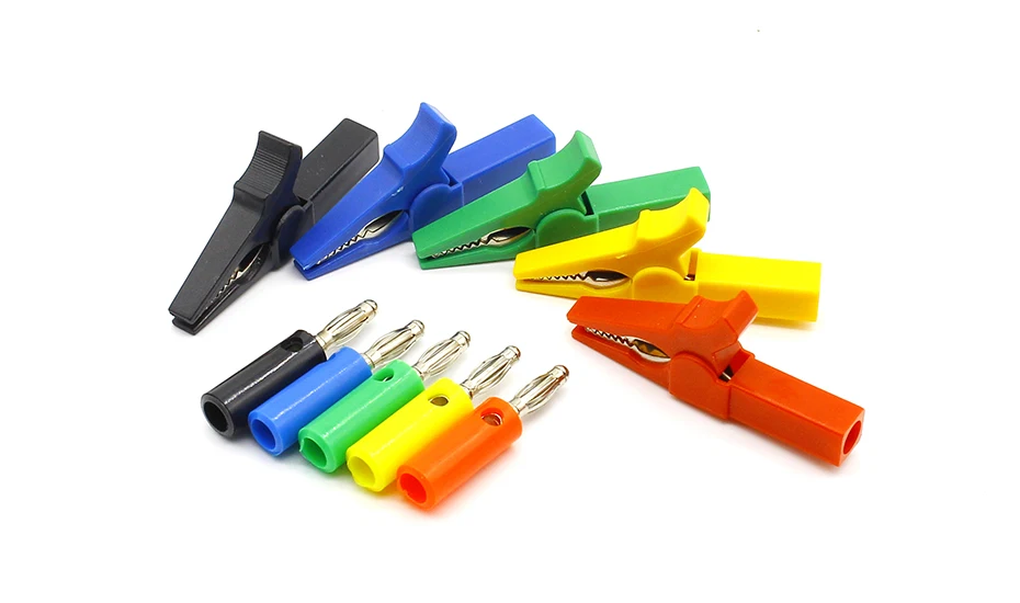 4PCS 55MM Pince crocodile + 4mm BANANA PLUG sonde de test Fiche de câble  Clips