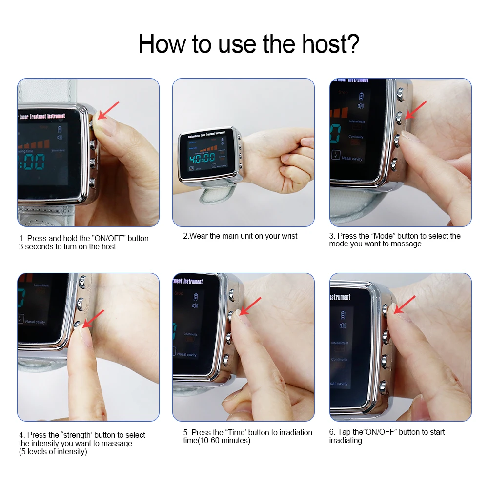 Advanced 650nm LLLT Laser Therapy Wrist Device for Professional Physiotherapy and Relaxation
