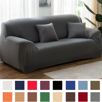 Housse de canapé de couleur unie, 1/2/3/4 places, en tissu de soie de lait extensible, pour salon, coin sectionnel, 1 pièce 1