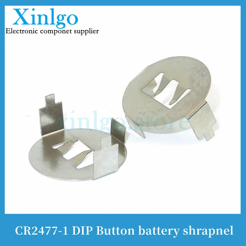 20PCS/LOT CR2477 BATTERY SHRAPNEL 3V button battery shrapnel, positive, metal, straight-foot Battery Button 2477-1
