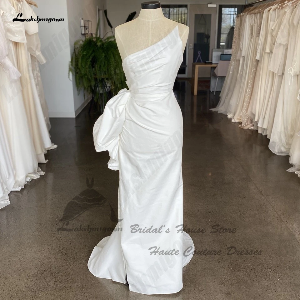 

Женское свадебное платье-Русалка Lakshmigown, простое пляжное платье с одним открытым плечом и оборками, 2024