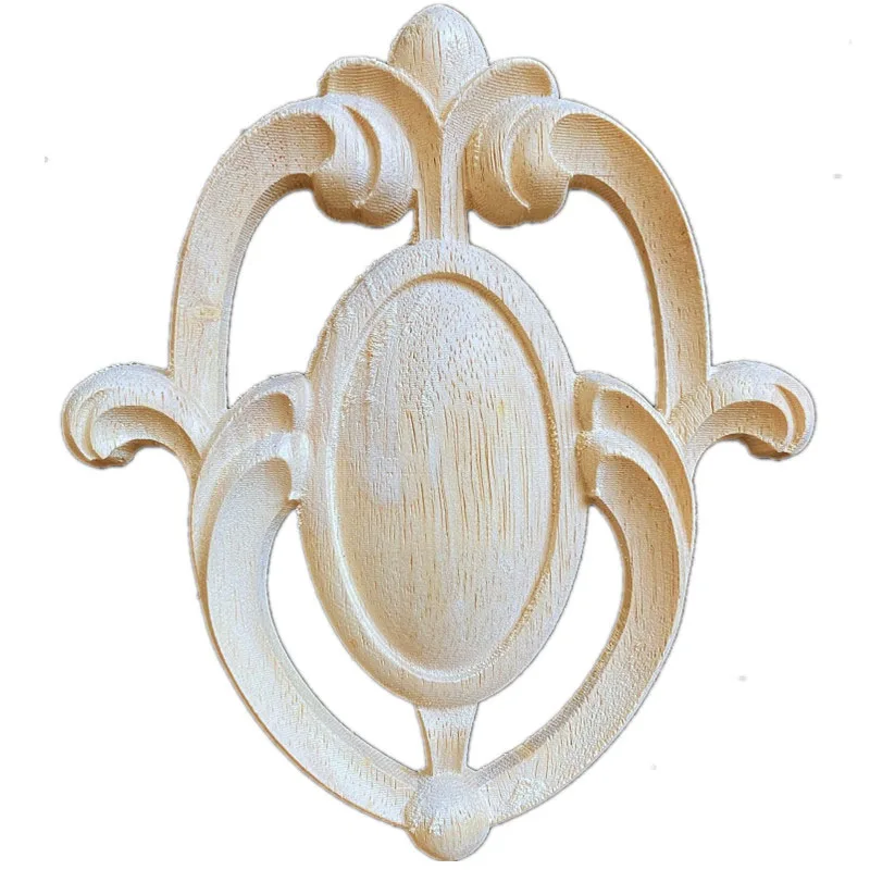 

1PC Wood Carved Decal Corner Frame Doors Furniture Woodcarving Decorative Wooden Figurines Craft Applique Decoration 14x16cm