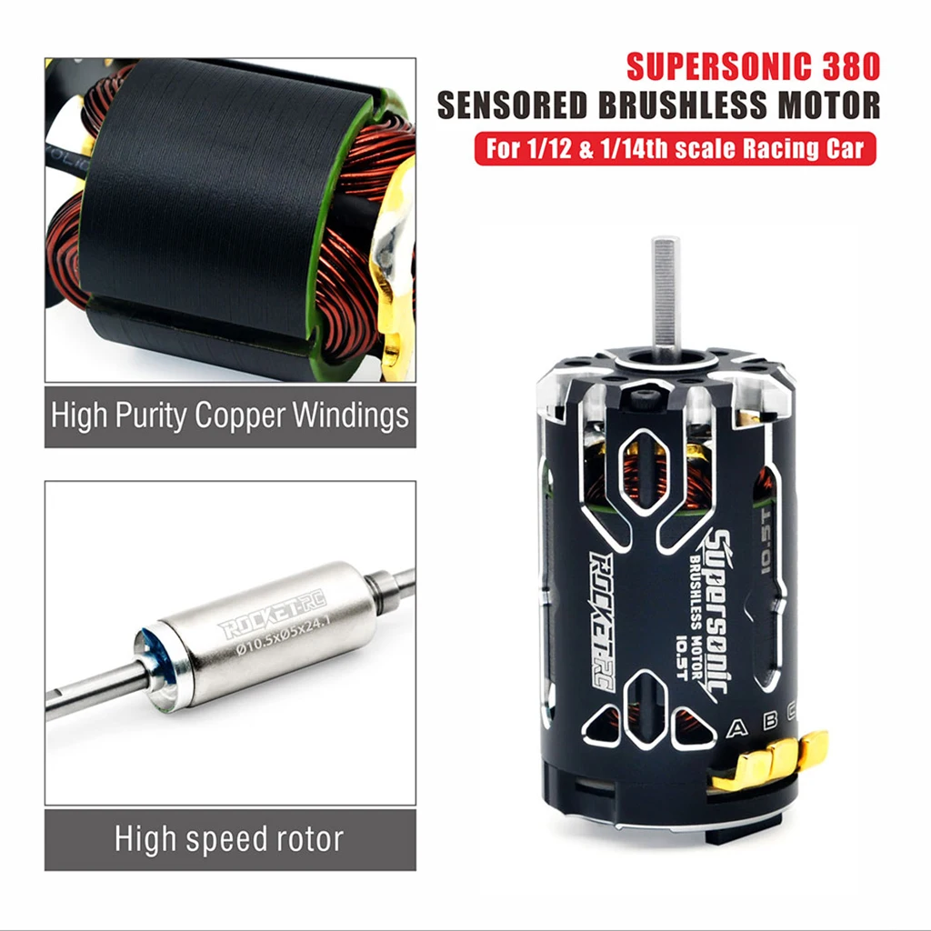 

Surpass Hobby Rocket-RC Supersonic 380/390 8.5T 10.5T 13.5T 17.5T Brushless Sensored Motor suit for 80A ESC for 1/12 1/14 RC Car