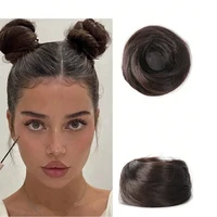 Perruque Updo synthétique facile à porter, Chignon lisse et élégant avec élastique, postiche queue de cheval en Fiber résistante à la chaleur 5