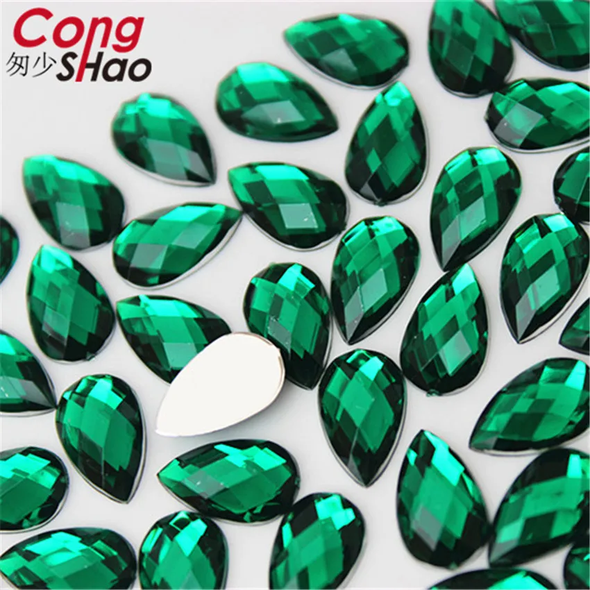 Cong Shao 100pcs 8*13mm 다채로운 플랫 백 드롭 아크릴 라인 석 크리스탈과 돌 의상 Strass DIY 의류 공예 WC762