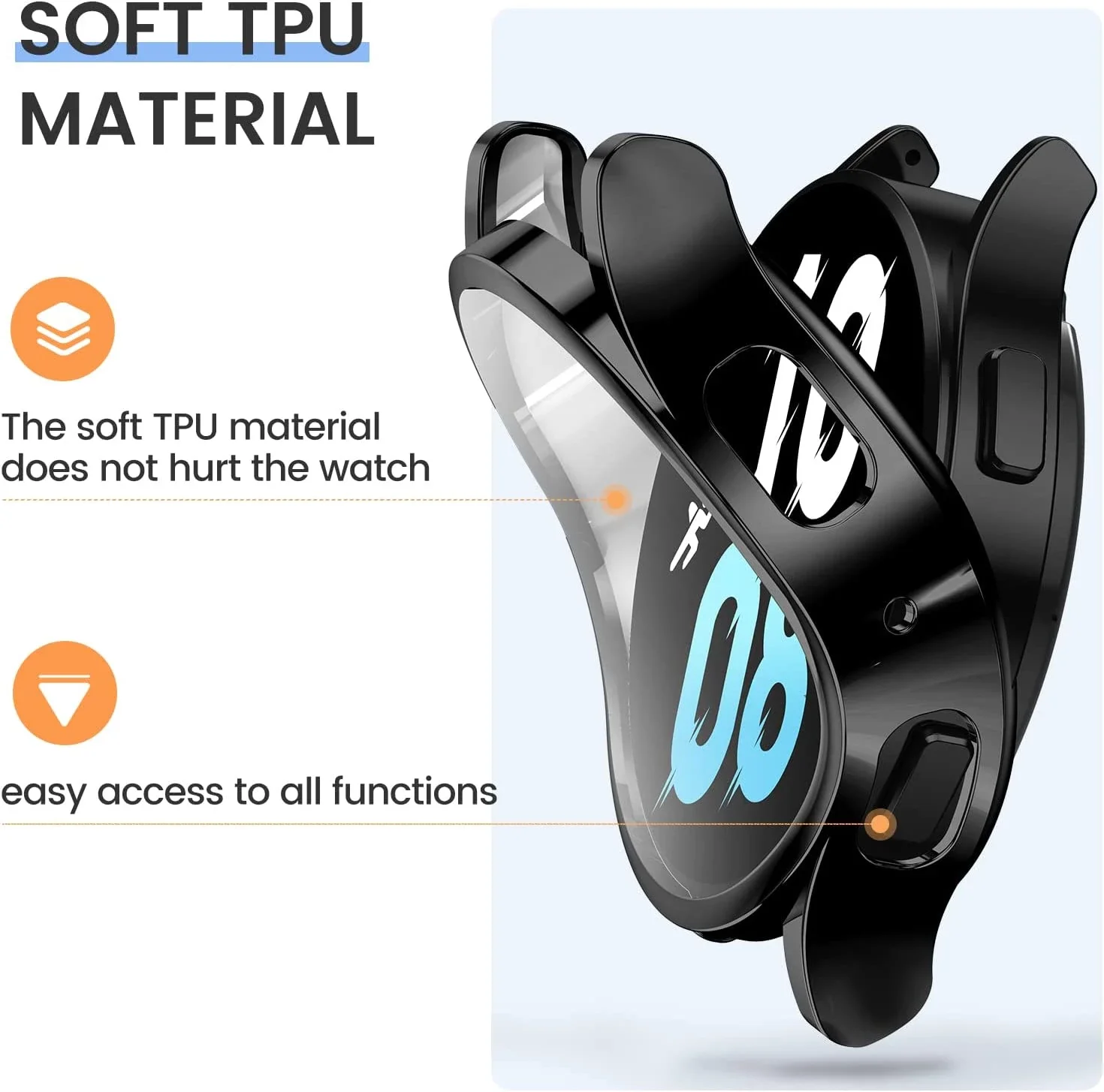Durable TPU Full Screen Protector Bumper for Samsung Galaxy Watch - Soft Protective Case