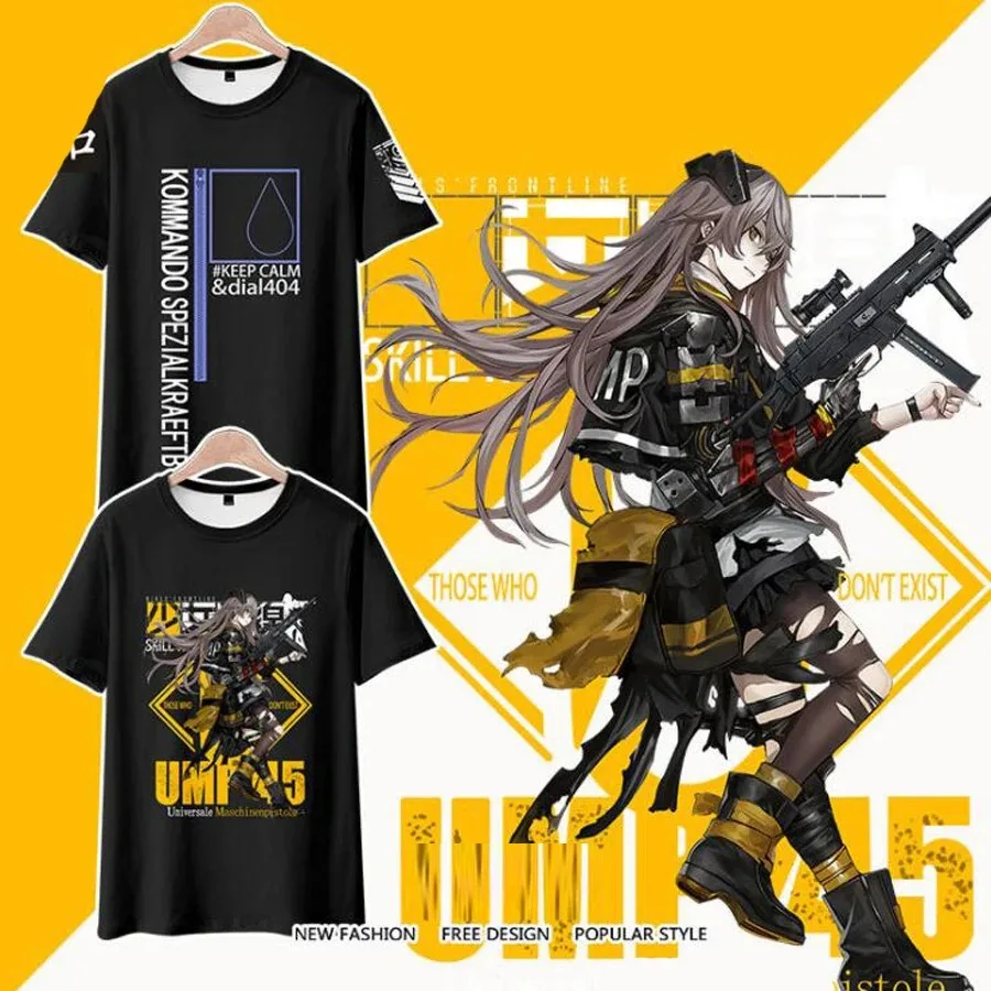 

Hot game girls frontline 3d t shirt men women summer short sleeve funny tshirt graphic tees ar15 404 ump45 hk416 cosplay costume