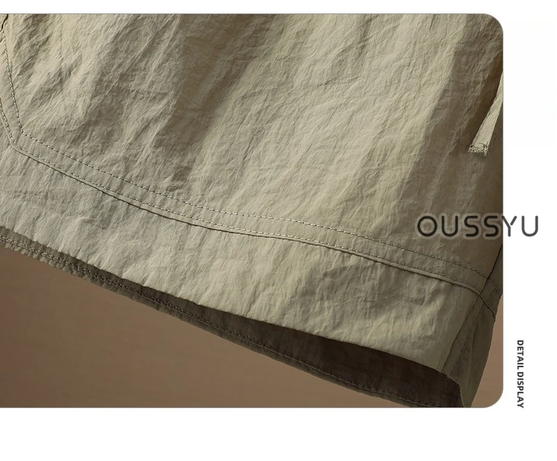 Markenkleidung Sommer Dünne Herren Outdoor Schnelltrocknende Wander-Shorts Elastischer Bund Kordelzug Cargo Freizeit-Shorts Khaki Grau Blau – Detail 18