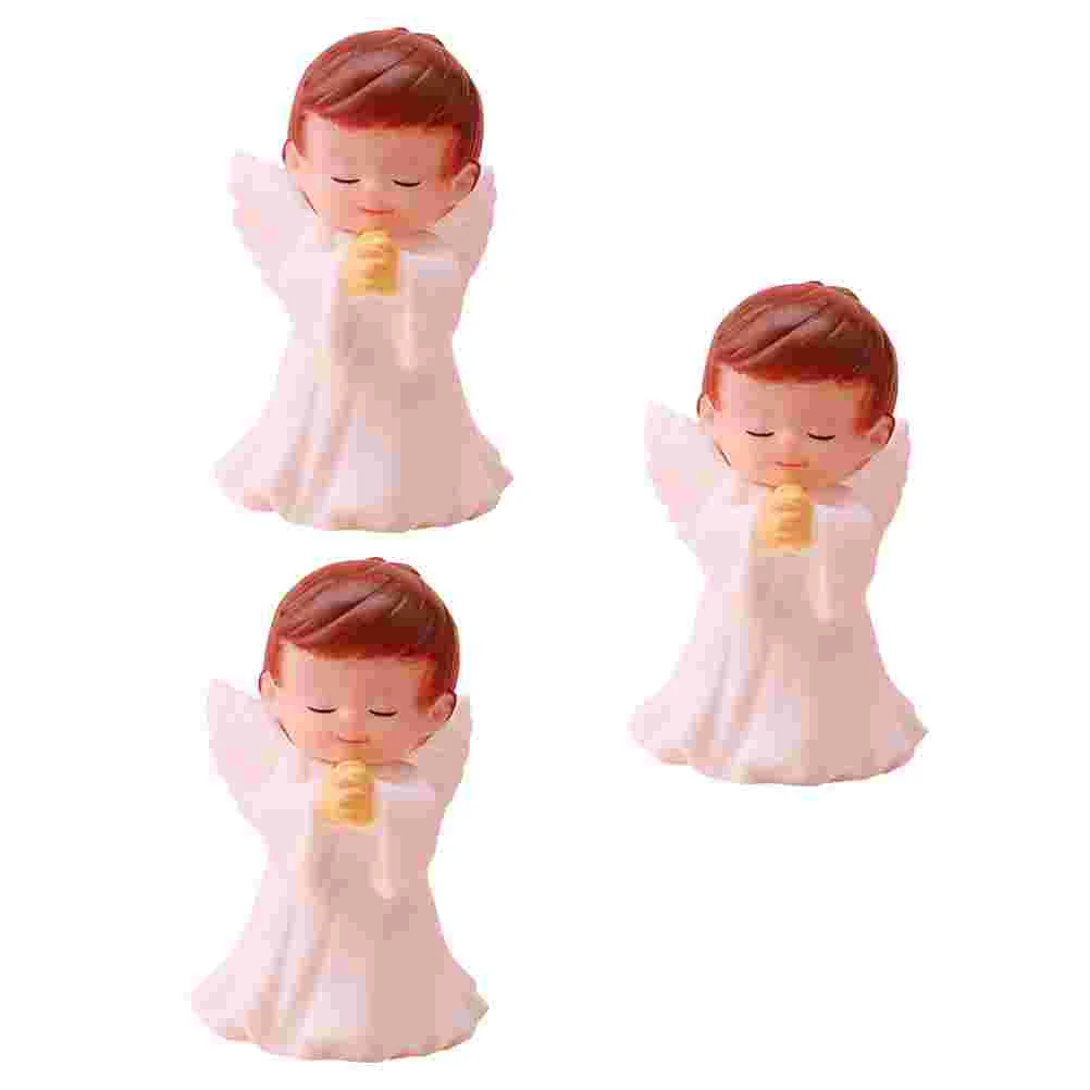 3 Pcs Praying Angel Model Decor Baby Statue Jesus Plushie Vintage Plastic Sculpture Resin Child Office desk ornament woman