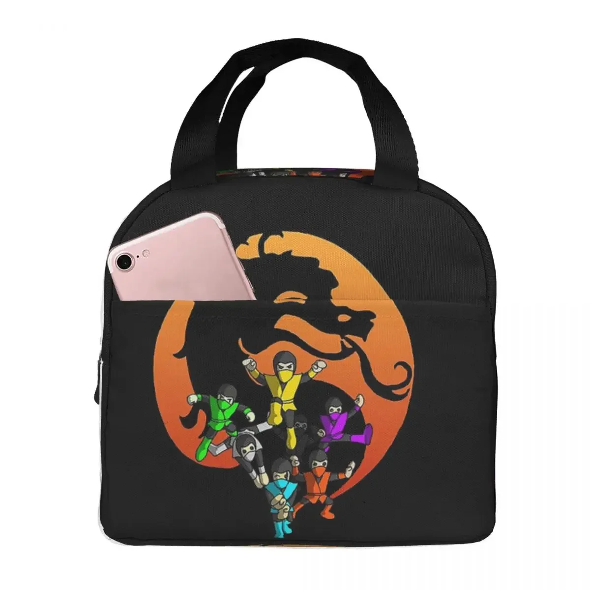 

Mortal Kombat Logo Insulated Lunch Bags Waterproof Picnic Bag Thermal Cooler Lunch Box Lunch Tote for Woman Work Children School