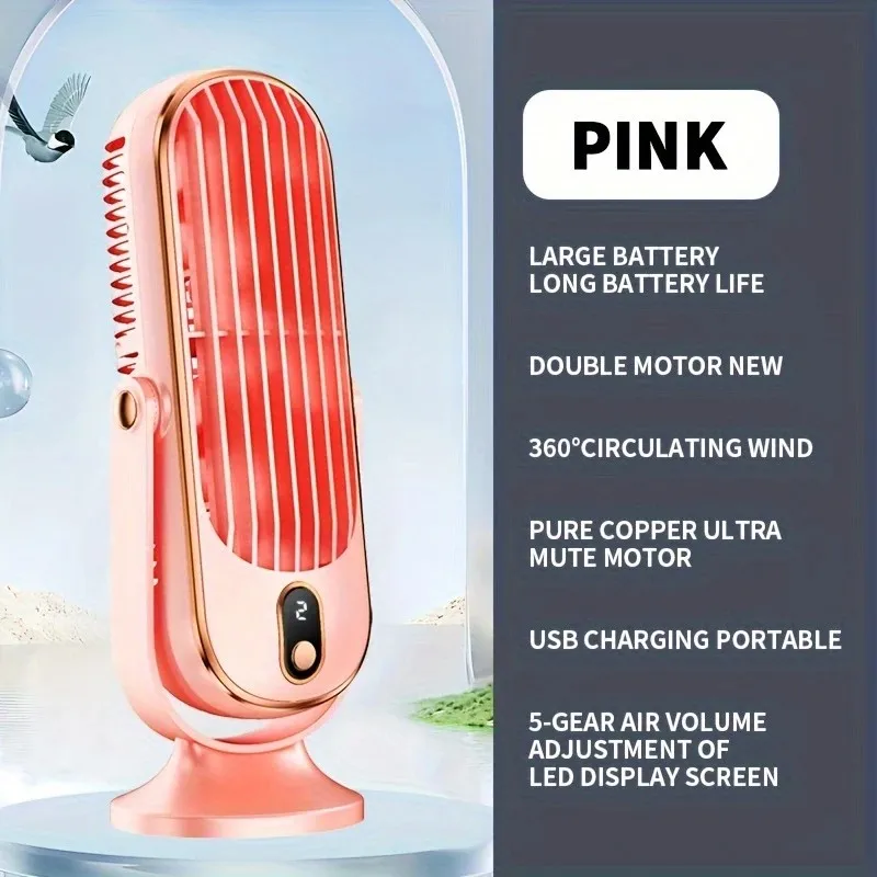 Rechargeable Portable Desk Fan with Quiet 5-Speed Control