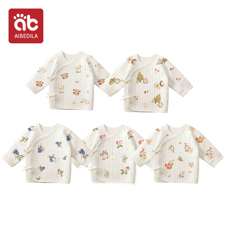 AIBEDILA Baby Girl Long Sleeve T Shirt Cotton Autumn Winter Animal Print Hospital Newborn Clothing 0-3 Months Baby Boy Tops