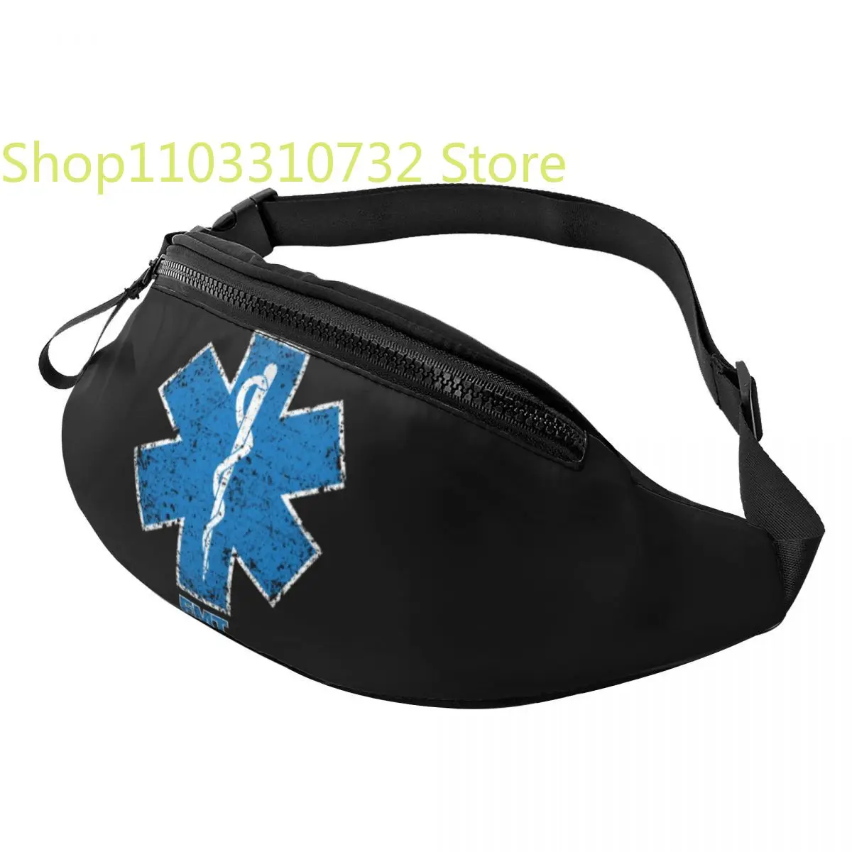 

Custom Emt Star Of Life Fanny Pack for Women Men Cool Paramedic Medic Ambulance Crossbody Waist Bag Traveling Phone Money Pouch