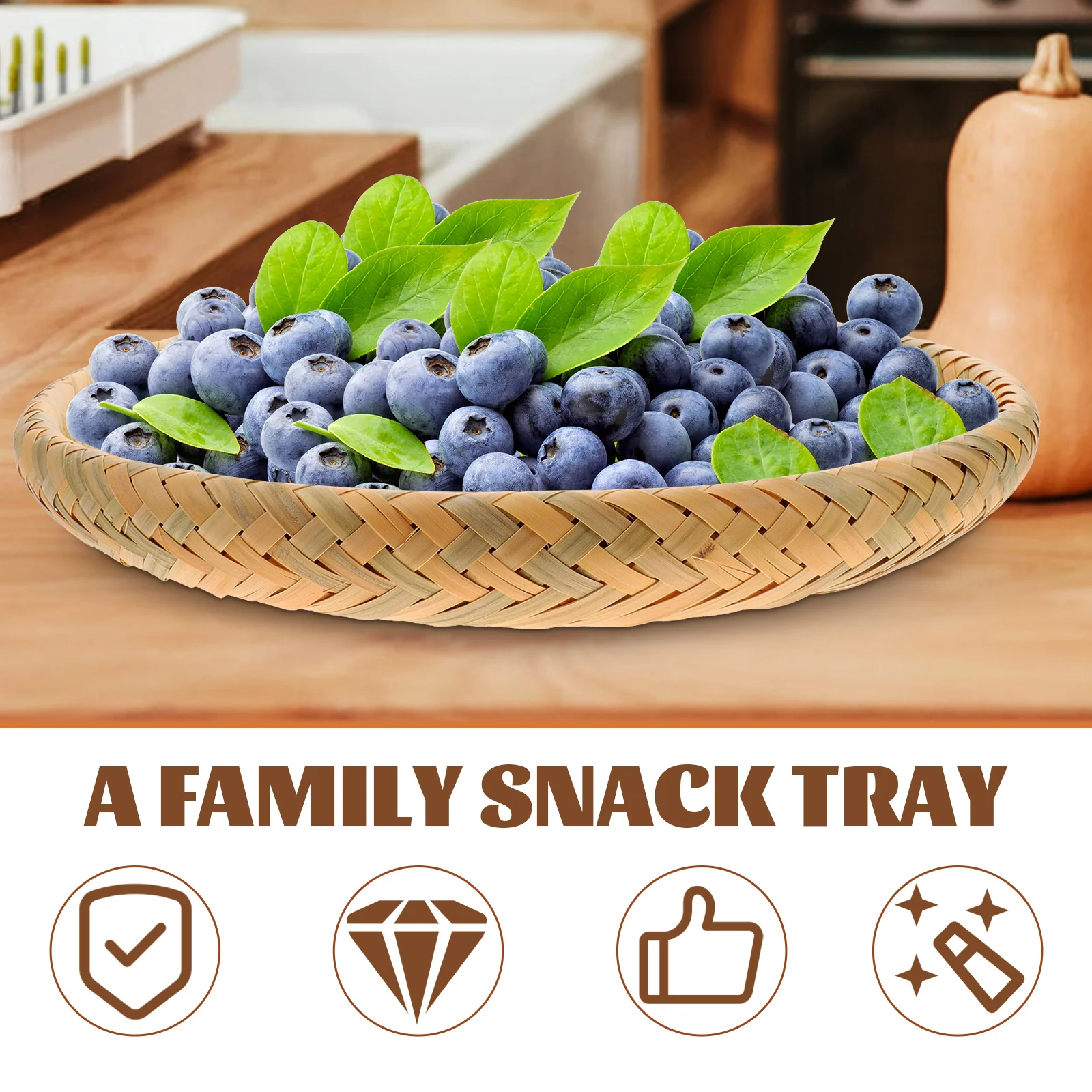Fruit Bamboo Bread Basket Bohemian Decor Serving Food Plate Tabletop Storage Dessert Tray 2