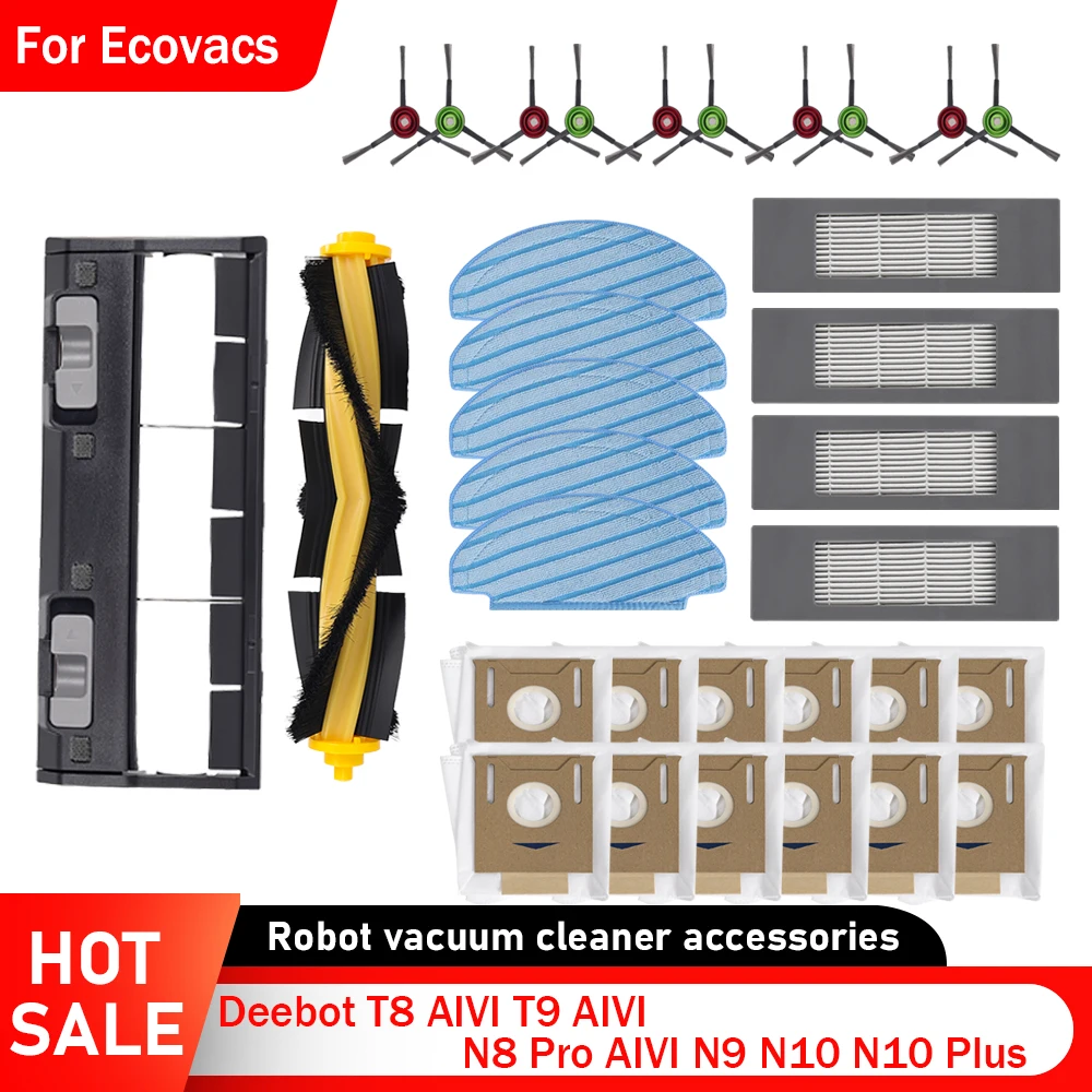 Accessories For ECOVACS Deebot T8 AIVI N8 Pro AIVI N9 N10 N10 Plus Side Brush,Main Brush, Filter, Dust Bag,Hepa Filter