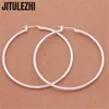 High Quality New 925 Sterling Silver Hoop Earrings For Women Engagement Party Jewelry 5CM Big Circle Trendy Christmas Gifts 1