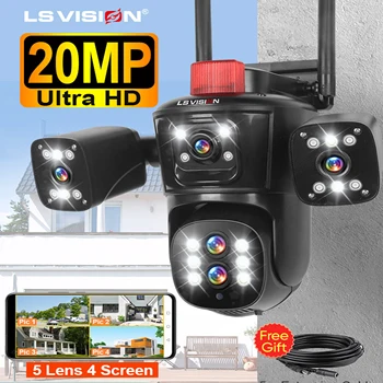 LS VISION 20MP Wifi Surveillance Camera 10X Zoom 4*Screens Outdoor Wireless Security Cameras 10k Human Detection Auto Tracking 1