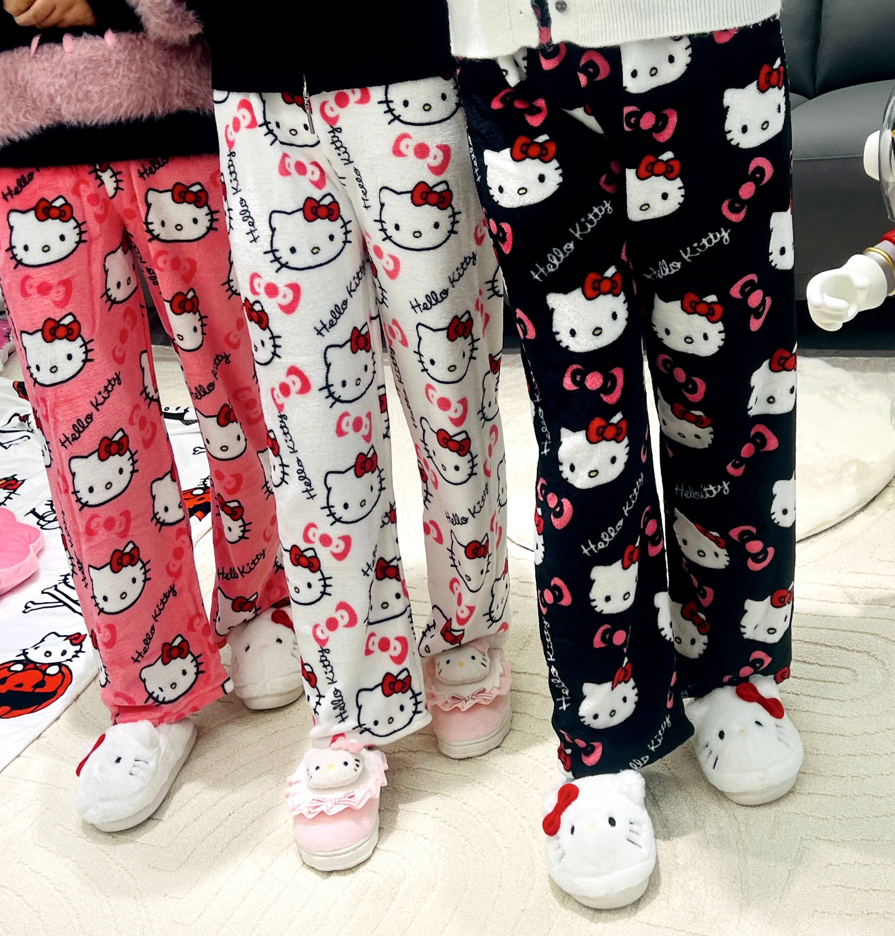 

Kawaii Sanrio Cartoon Anime Pajama Pants Hello Kitty Kuromi Plush Pajama Pants Home Casual Fashion Pants Girls' Clothing Gift