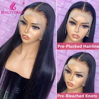 Perruque Lace Closure Wig brésilienne naturelle, cheveux lisses, 13-4-13 pouces 2