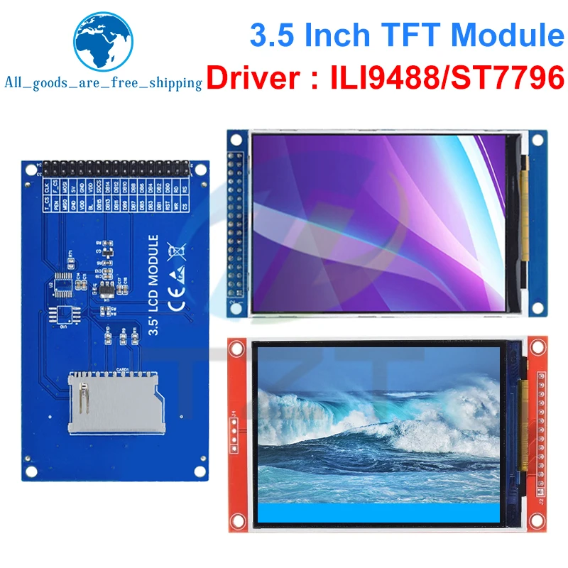 TZT TFT LCD 터치 스크린 모듈, 터치 없는 아두이노 UNO MEGA2560 용 LCD 디스플레이, 3.5 인치, 3.5 인치, 480x320, ST7796U, ILI9488
