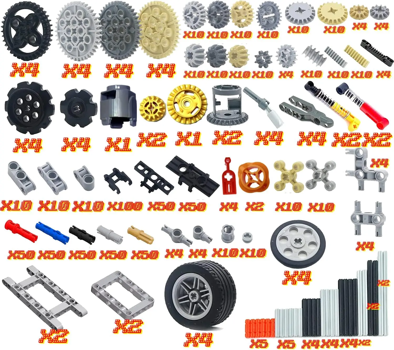 32Pcs Power-Function-Kit & 844Pcs Pins-Gears-Axles Set Bundle Compatible with Lego-Technic-Parts