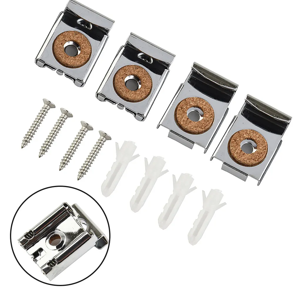 Bathroom Mirror Glass Wall Hanging Fixing Kit Frameless Clips Mounting Hanger Clamp Chrome Wall Brackets Clamps 4pcs mirror fixing kit