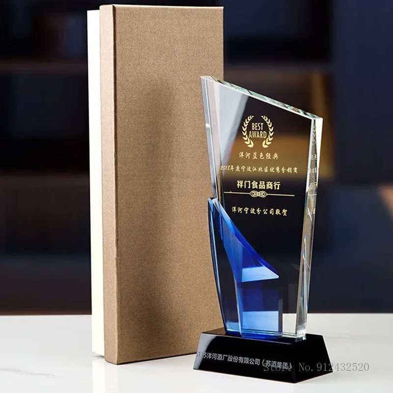 Customized Crystal Trophy, Color Printing, Sports Movie Award, Excellent Event Souvenir Commemorative Gift, Home Decoration, 1Pc