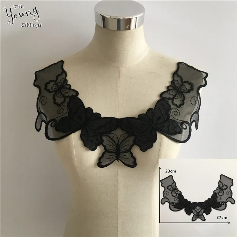 Lace Collar Sewing Neckline Exquisite Dress Sewing Fabric Embroidery DIY Clothing Applique Black