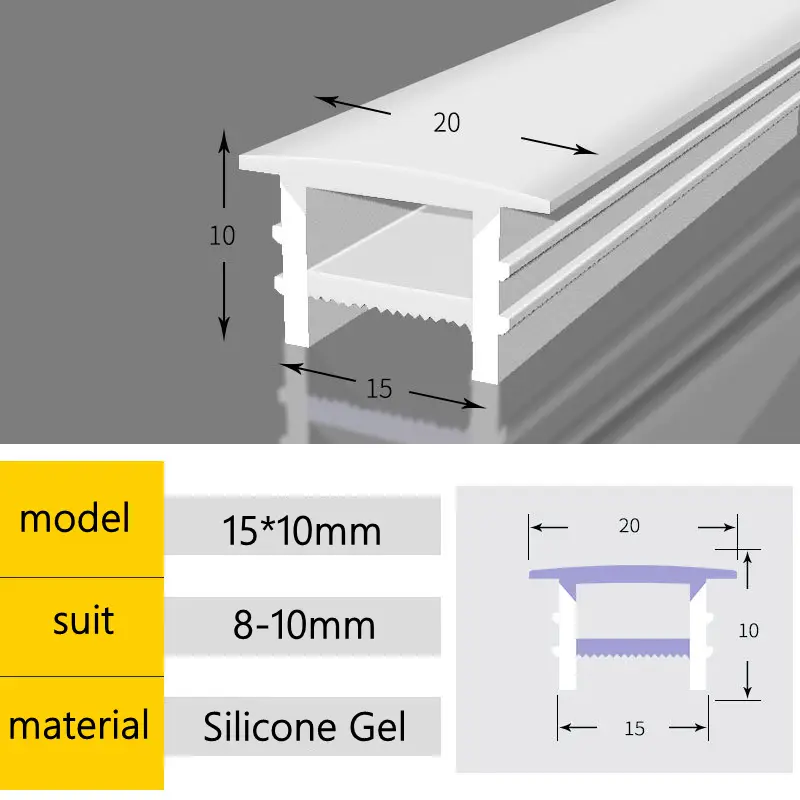Recessed White Silicone Tube LED Neon Light Flexible Rope Channel Diffuser WS2811 WS2812B Outdoor Waterproof Ribbon Strip Lights image 7